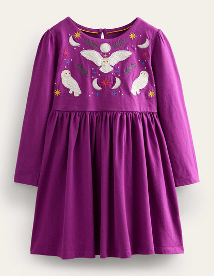 Appliqué Jersey Dress-Chrysanthemum Purple-2