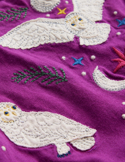 Appliqué Jersey Dress-Chrysanthemum Purple-4