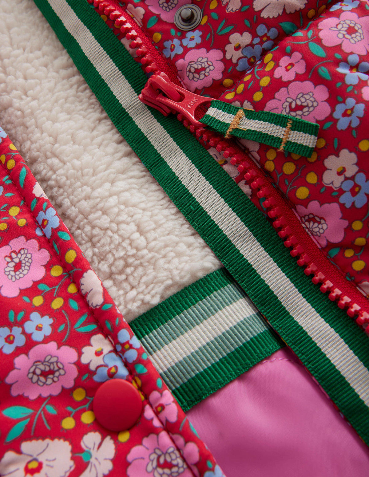 Longline Padded Coat-Brilliant Red Flowerbed - Image 3