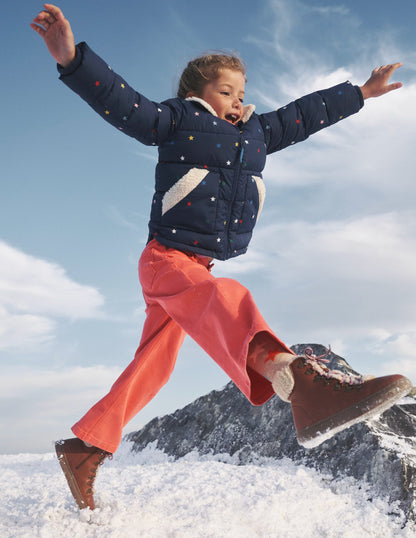 Borg Detail Padded Jacket-Navy / Multi Confetti Star-5