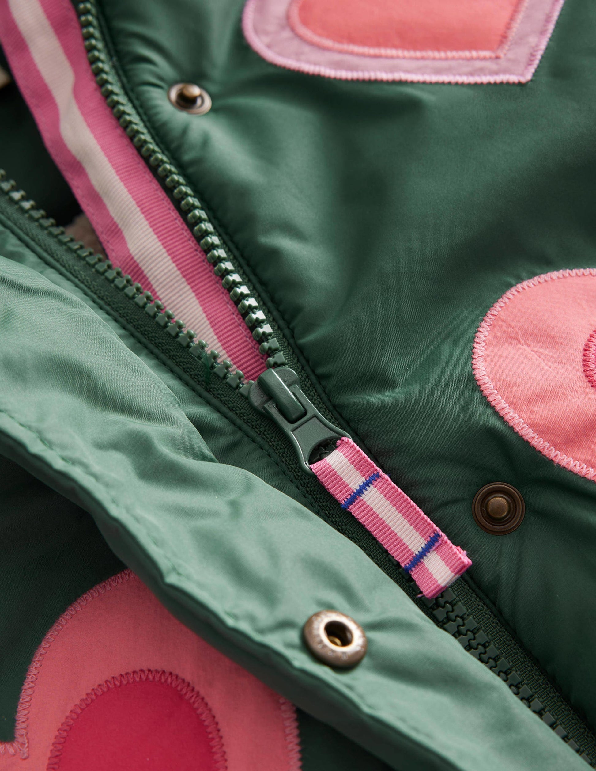 Appliqué Padded Coat-Monster Green Hearts-3