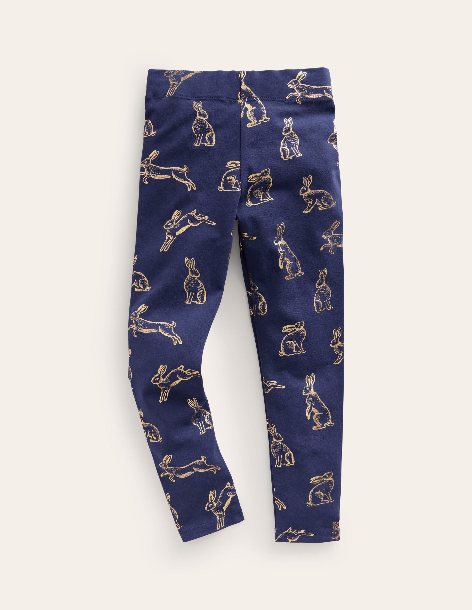 Fun Leggings-College Navy Foil Bunnies-1