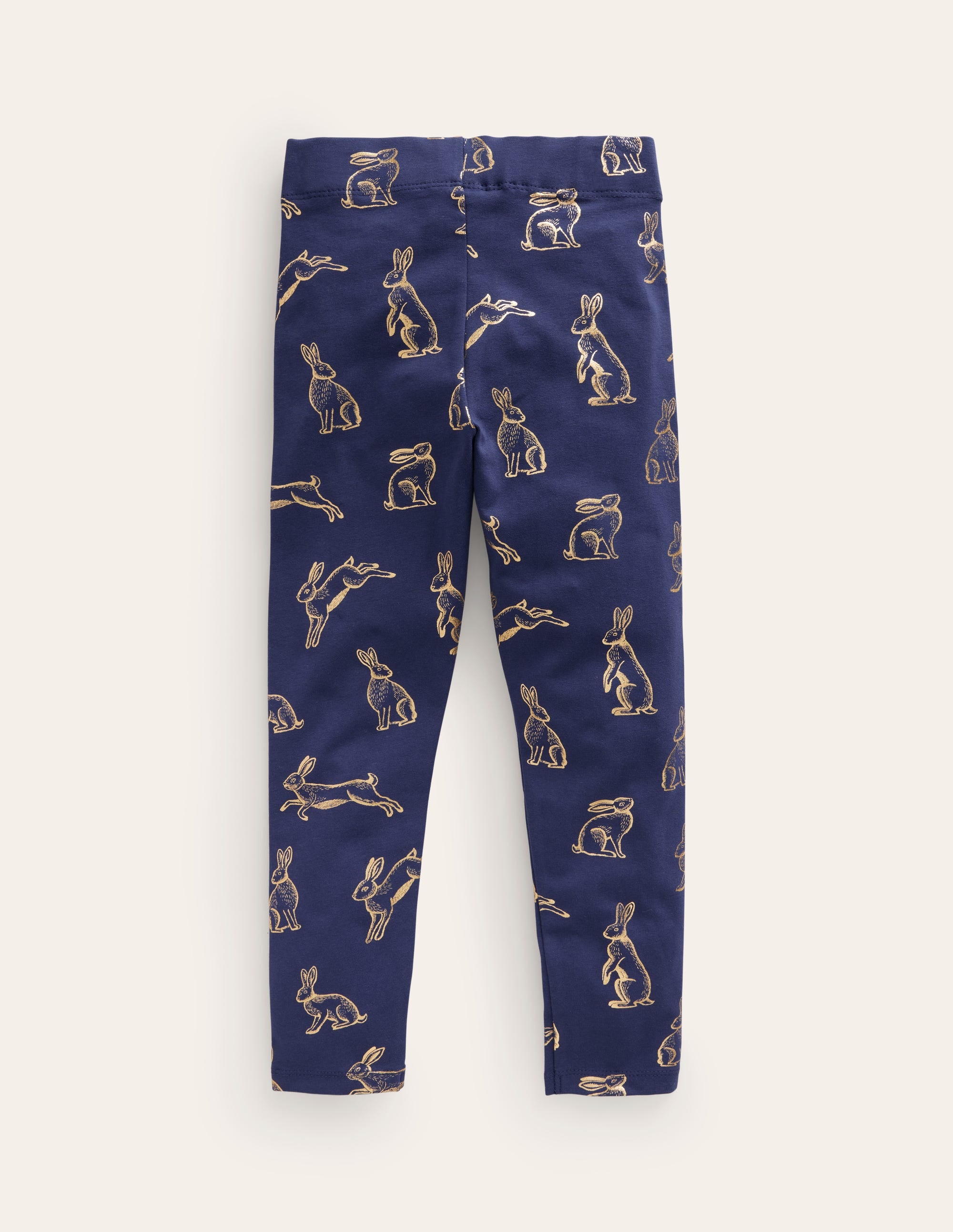 Fun Leggings-College Navy Foil Bunnies - Image 2