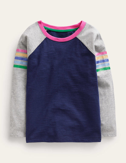 Colourblock Raglan T-shirt-Starboard Blue Metallic-1