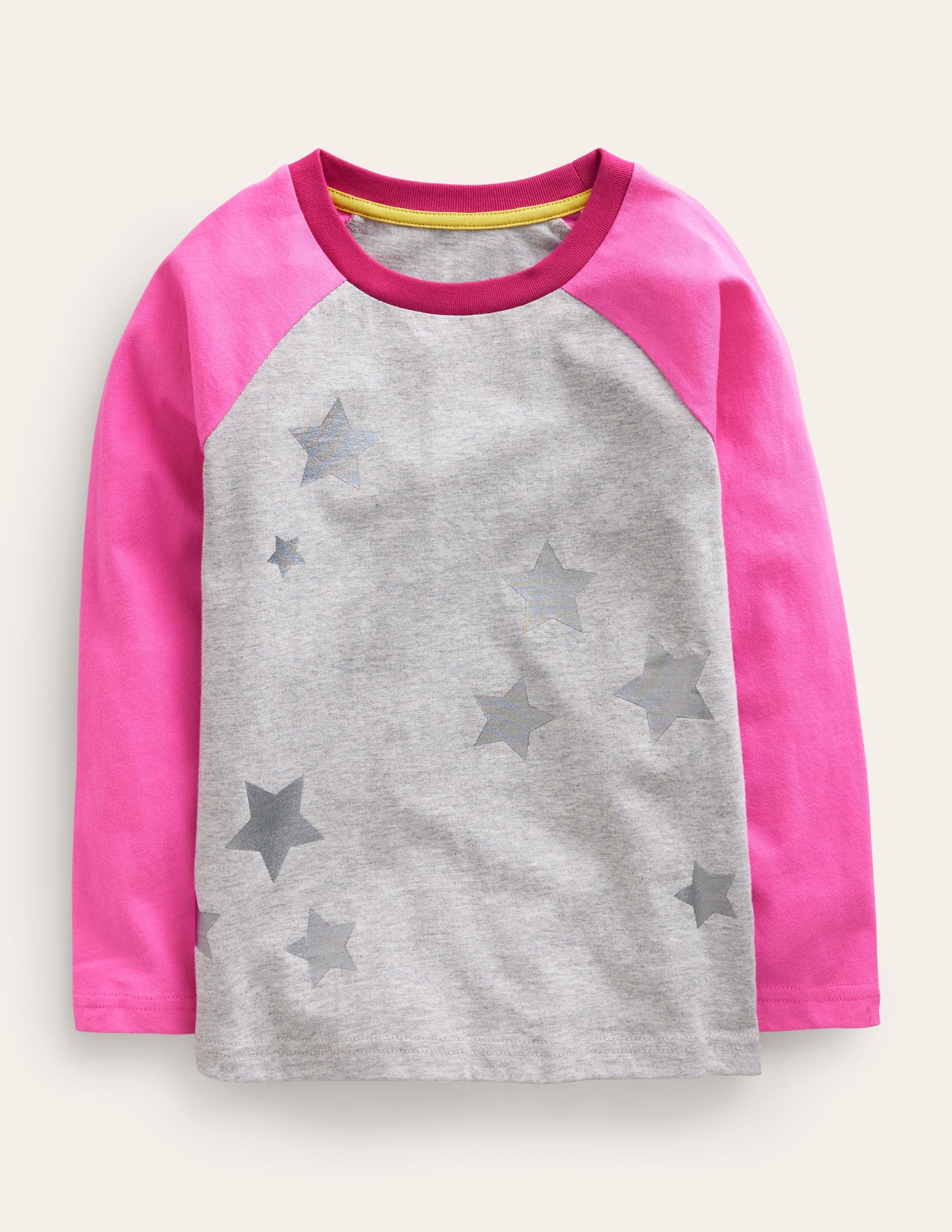 Colourblock Raglan T-shirt-Grey Marl Stars-1