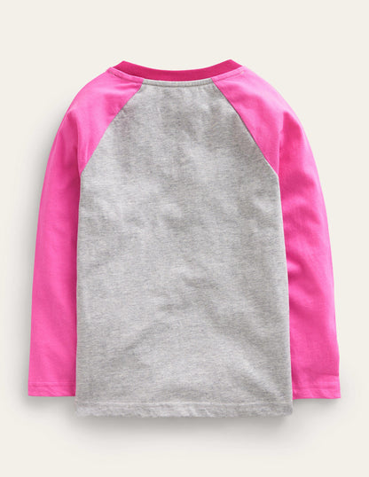 Colourblock Raglan T-shirt-Grey Marl Stars-2
