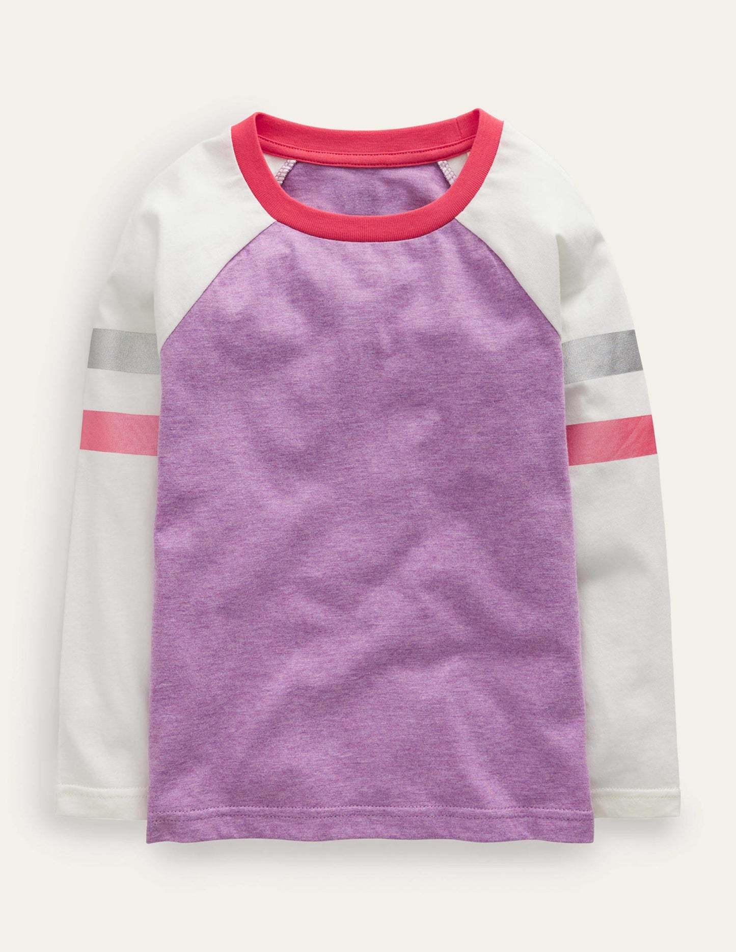 Colourblock Raglan T-shirt-Wisteria Purple/Oatmeal Marl