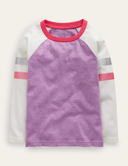 Colourblock Raglan T-shirt-Wisteria Purple/Oatmeal Marl-1