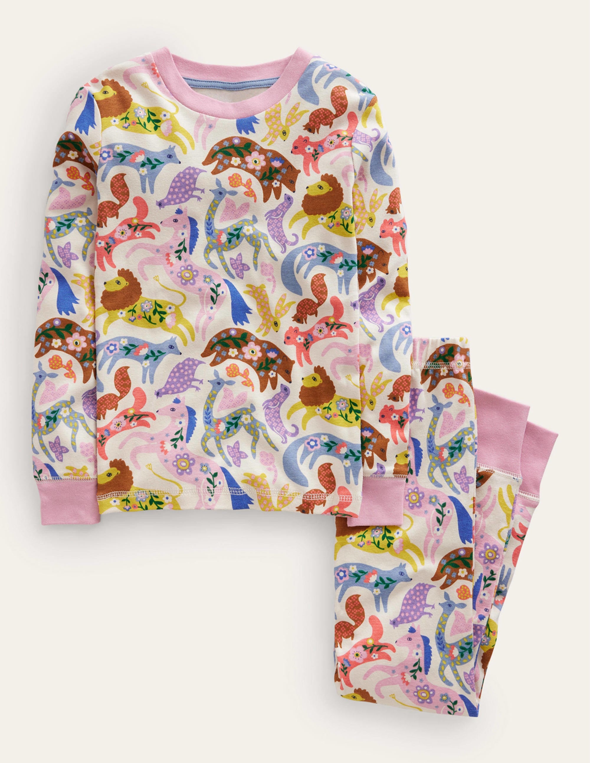 Snug Long John Pyjamas-Multi Folk Freinds - Image 1