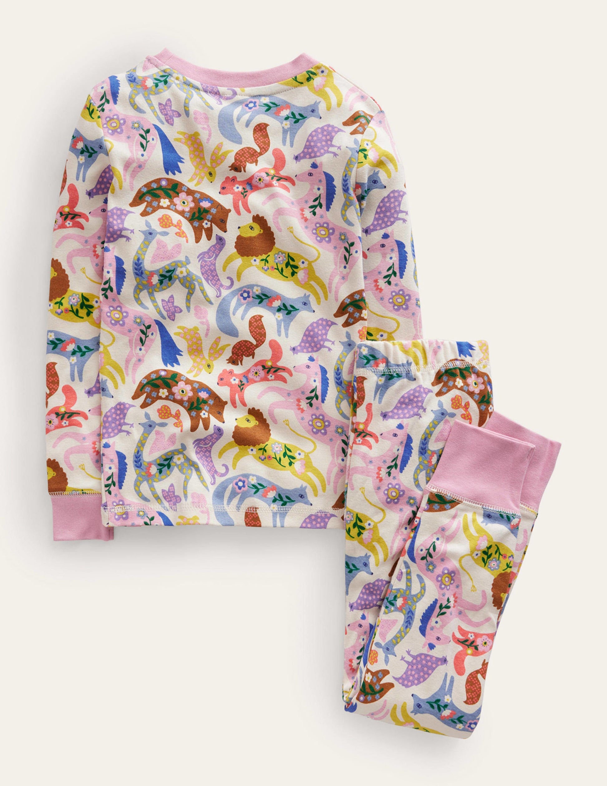 Snug Long John Pyjamas-Multi Folk Freinds-2