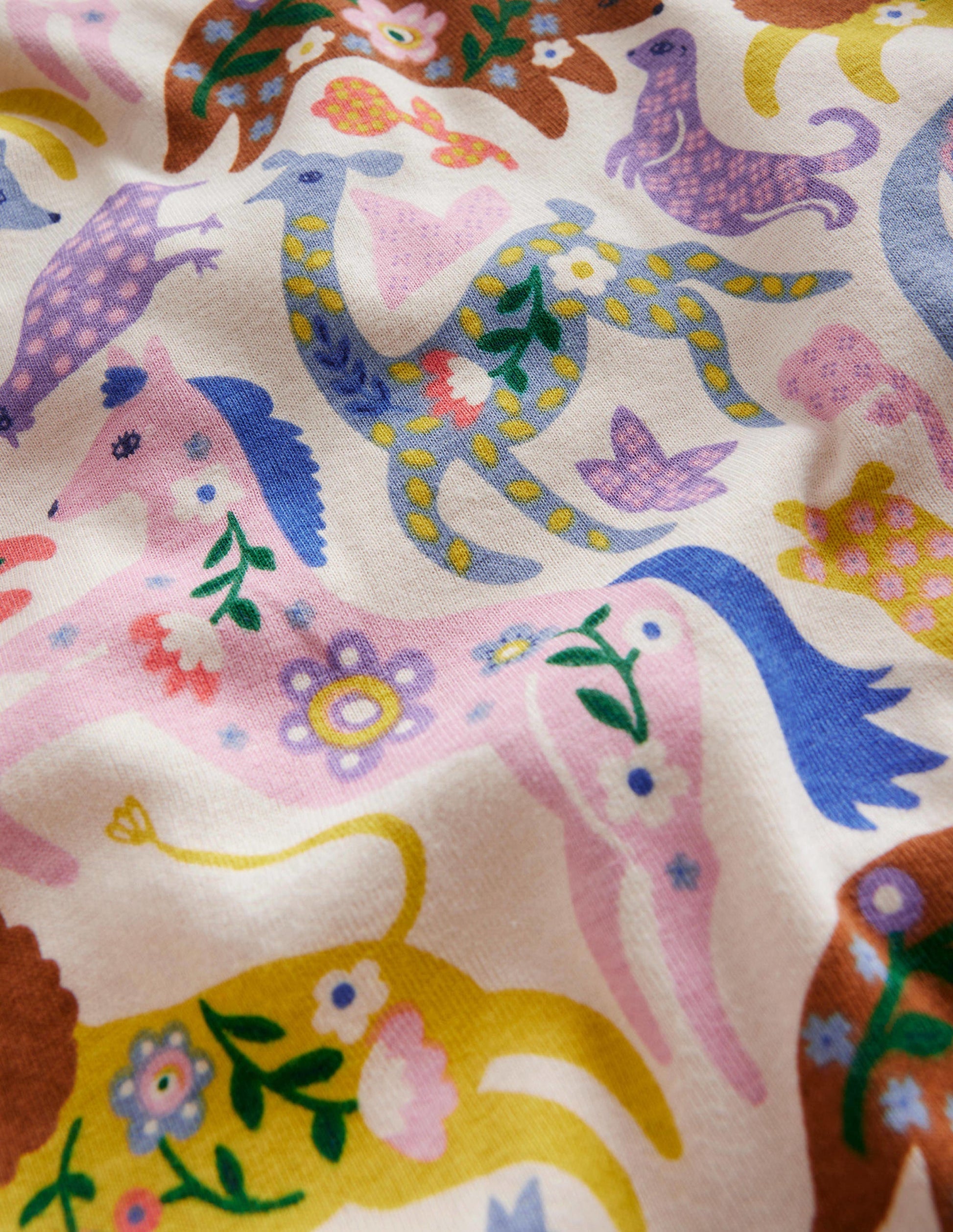 Snug Long John Pyjamas-Multi Folk Freinds-3