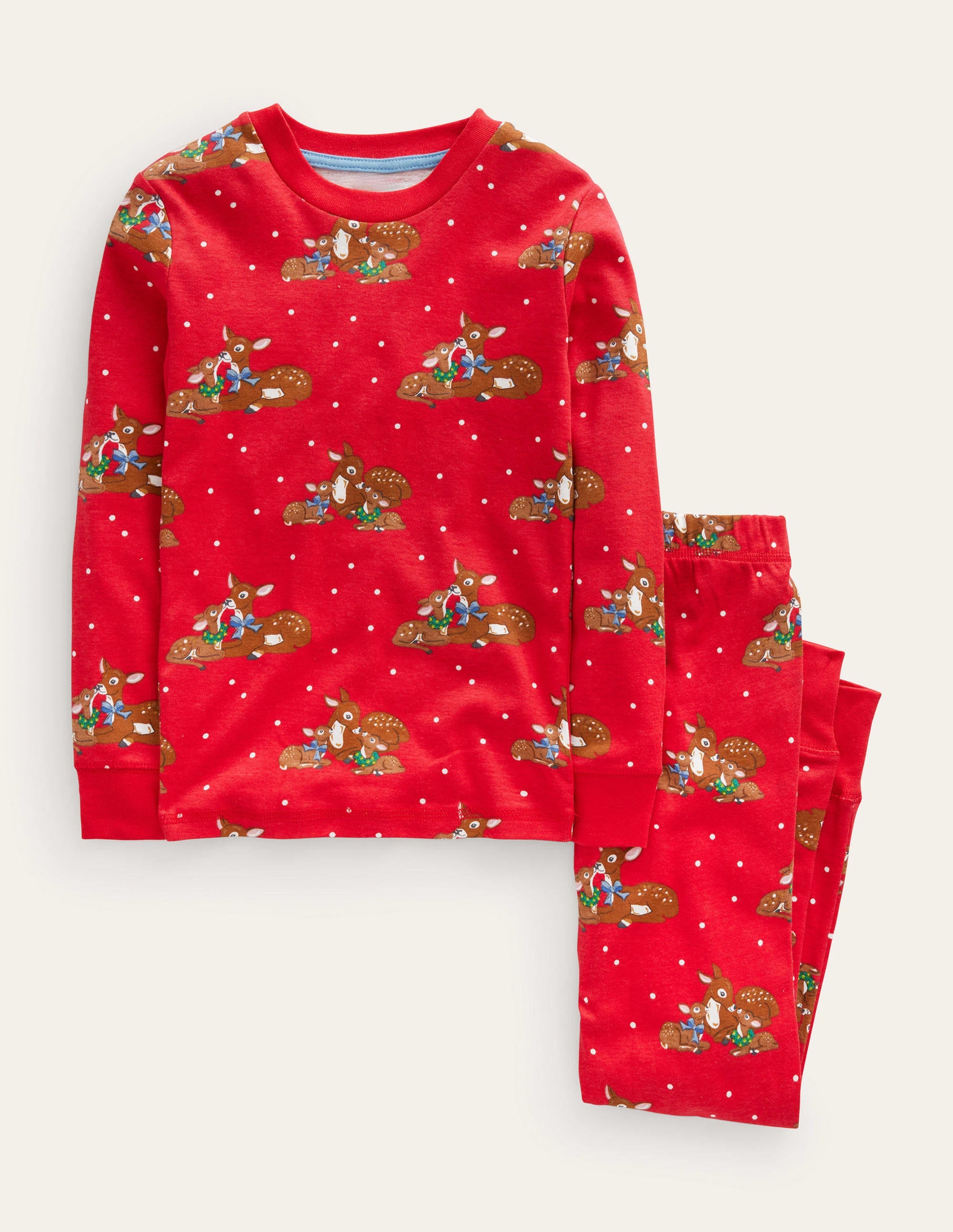 Snug Long John Pyjamas-Rockabilly Red Deer - Image 1