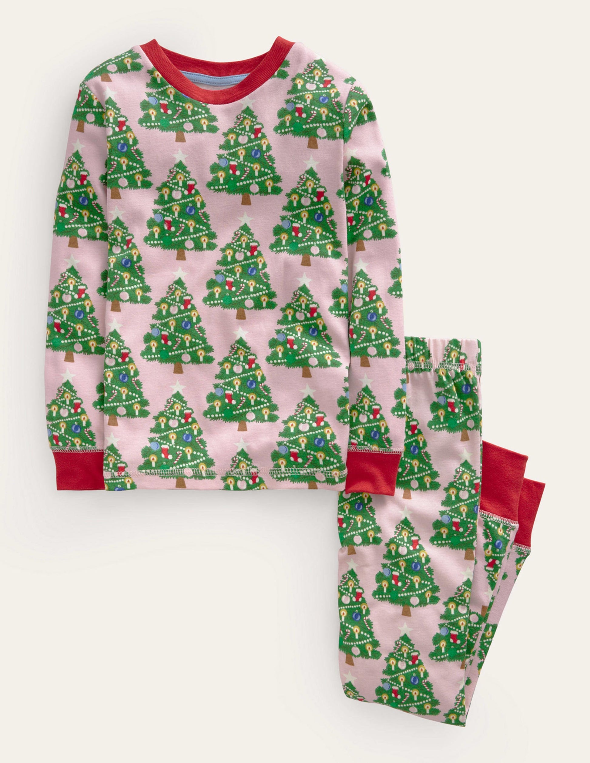 Snug Glow-In-The-Dark Pyjamas-Boto Pink Christmas Trees-1