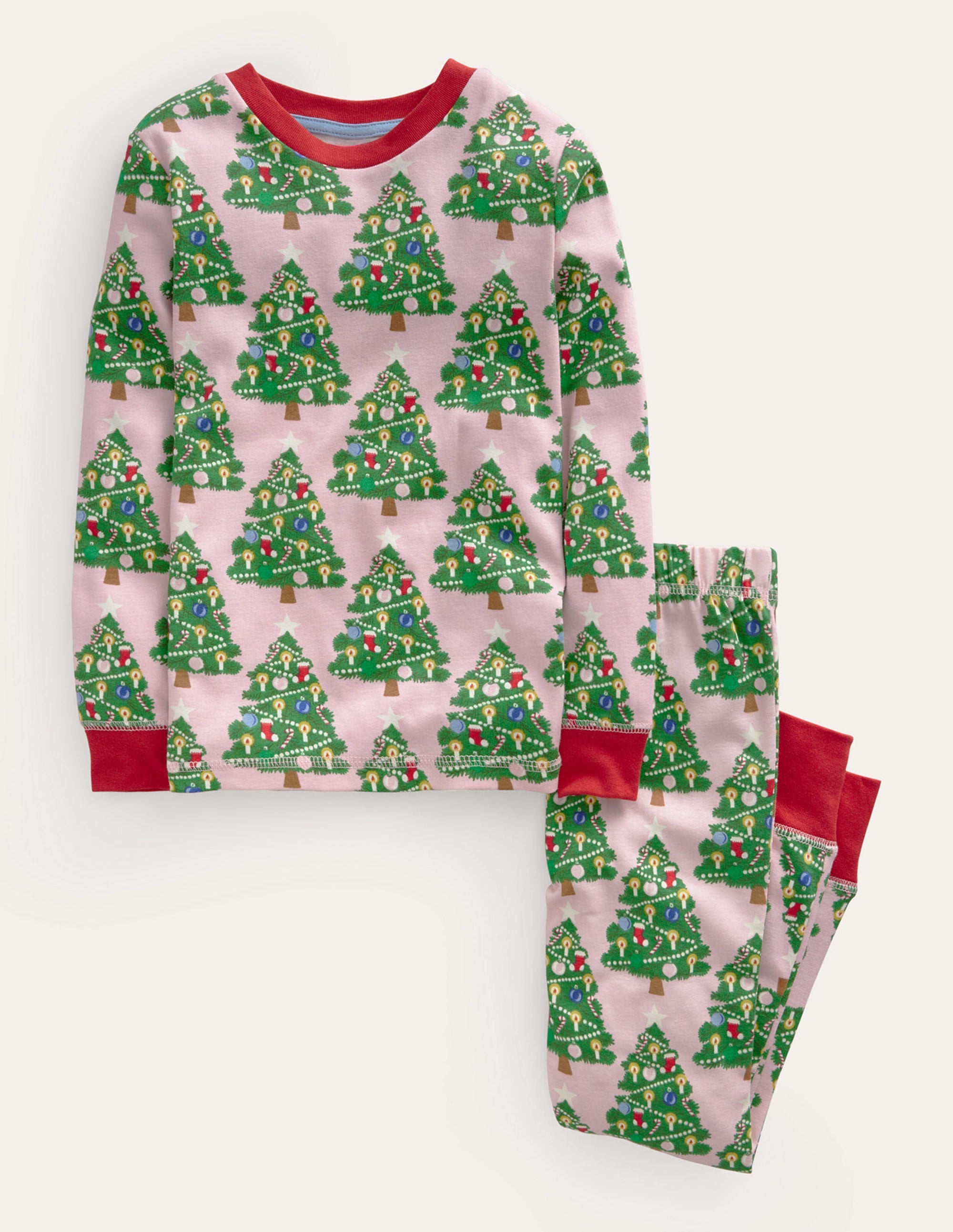 Snug Glow-In-The-Dark Pyjamas-Boto Pink Christmas Trees - Image 1