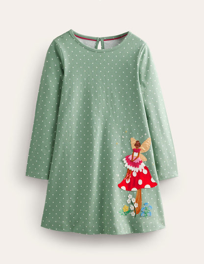 Big Appliqué Dress-Green Smoke Fairy-1