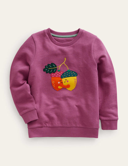 Applique Sweatshirt-Teacup Pink Acorn-2