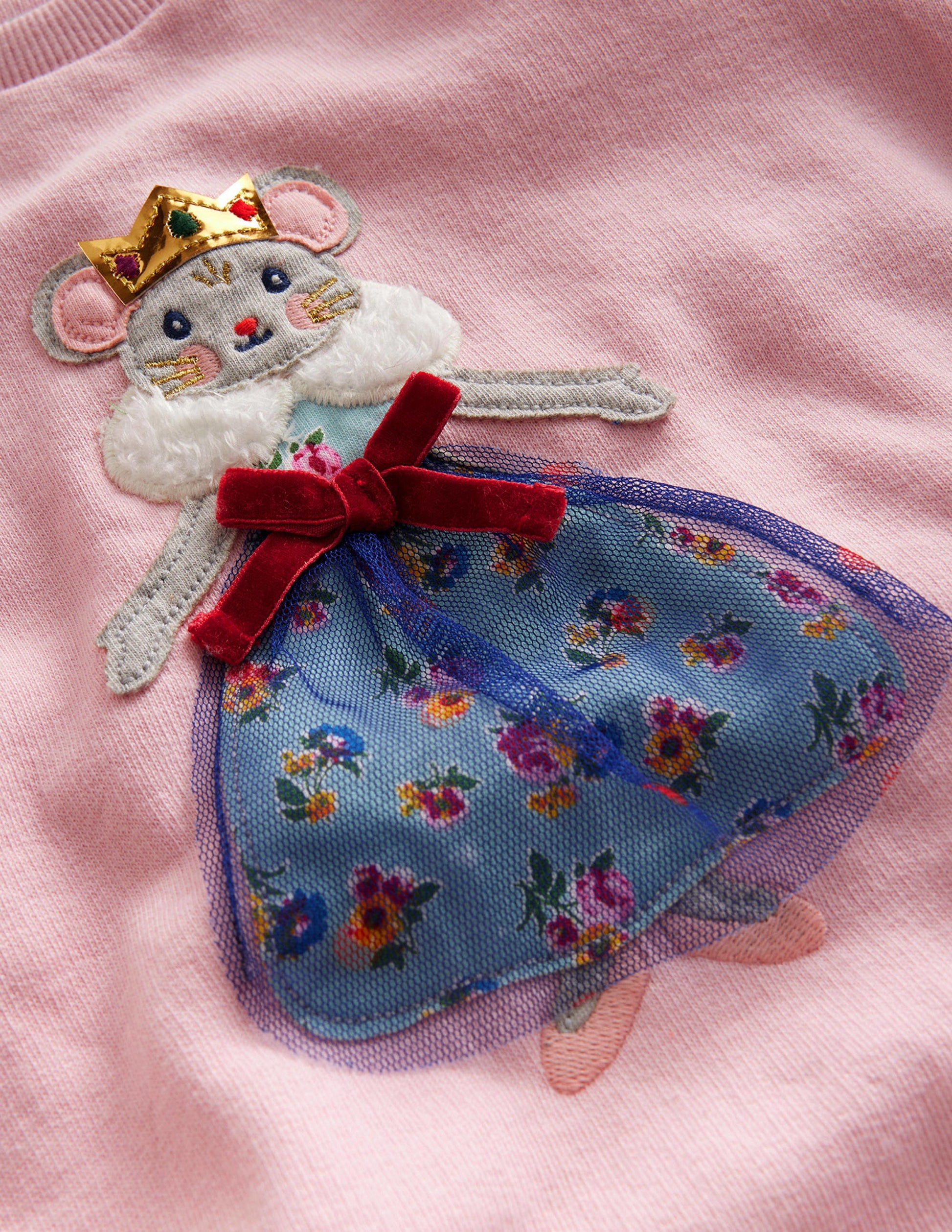 Cosy Applique Sweatshirt-French Pink Mouse-3