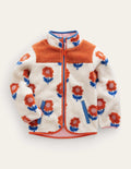 Zip Through Printed Fleece-Oatmeal Flower