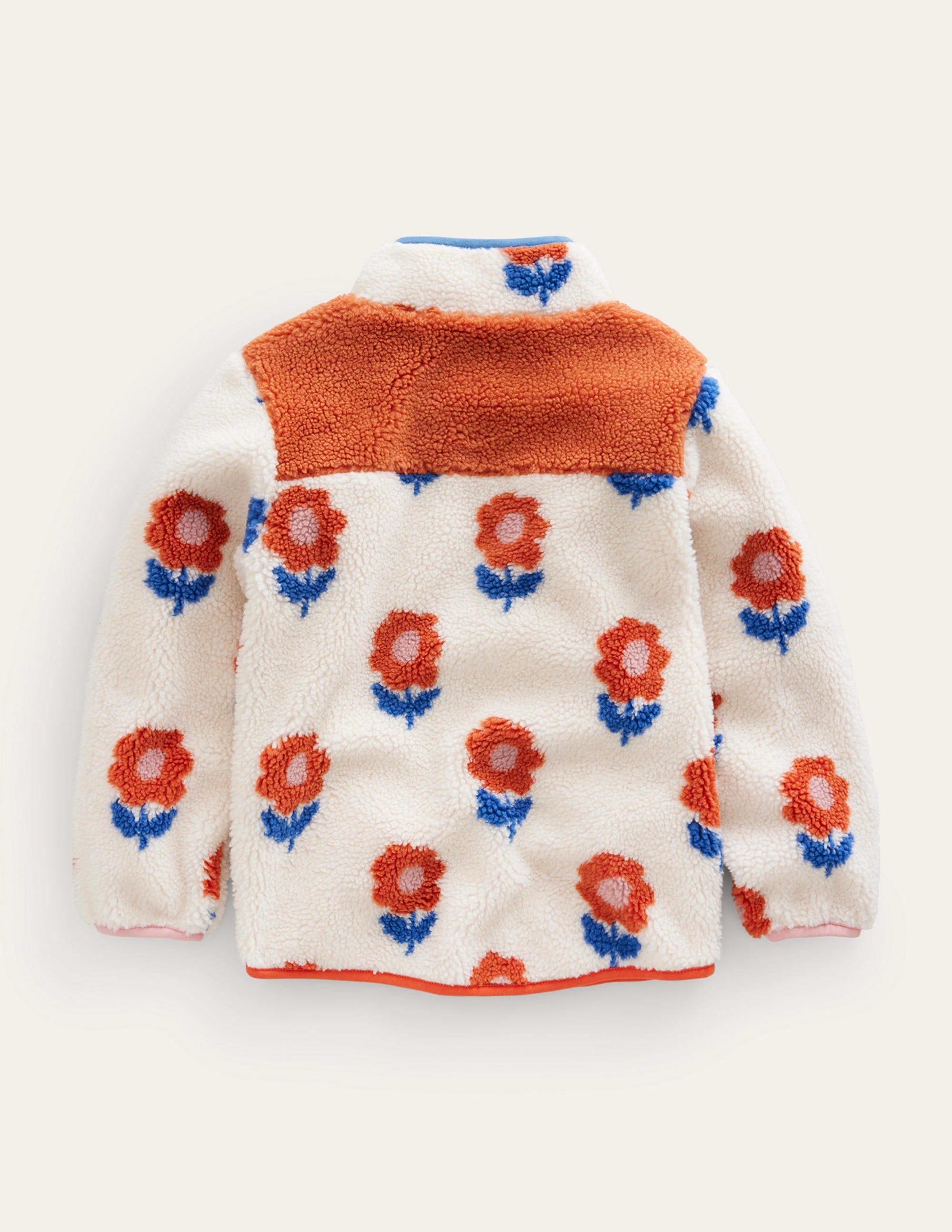 Zip Through Printed Fleece-Oatmeal Flower - Image 2