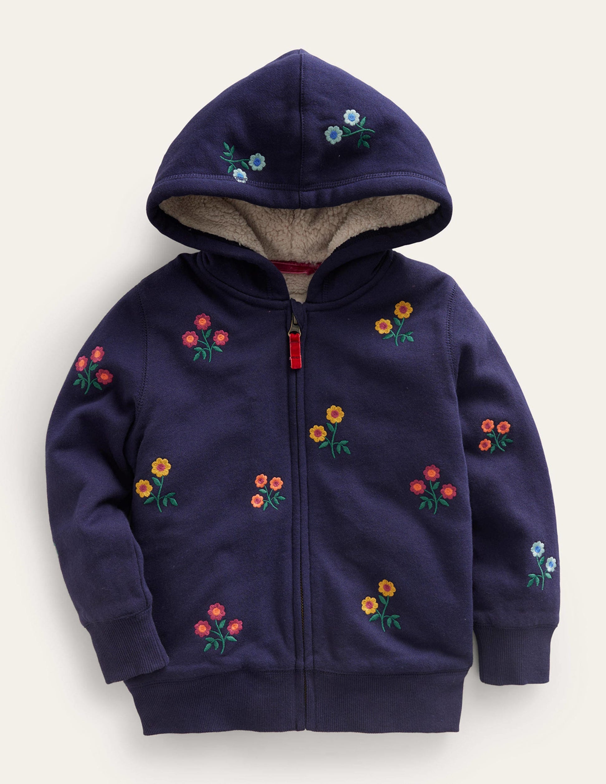 Embroidered Lined Hoodie-French Navy Floral-1