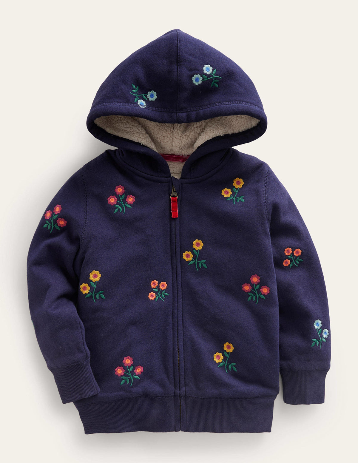 Embroidered Lined Hoodie-French Navy Floral - Image 1