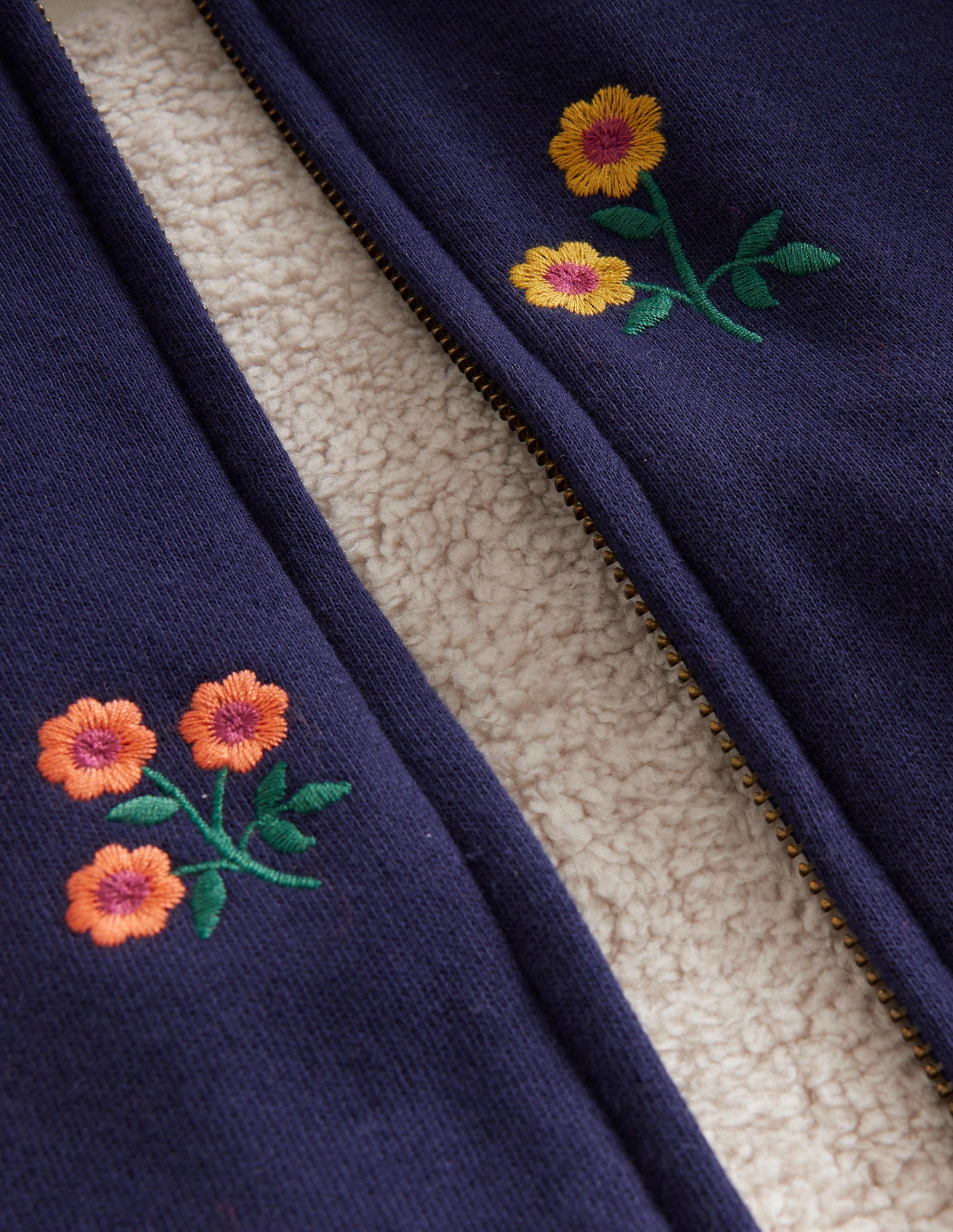 Embroidered Lined Hoodie-French Navy Floral - Image 3
