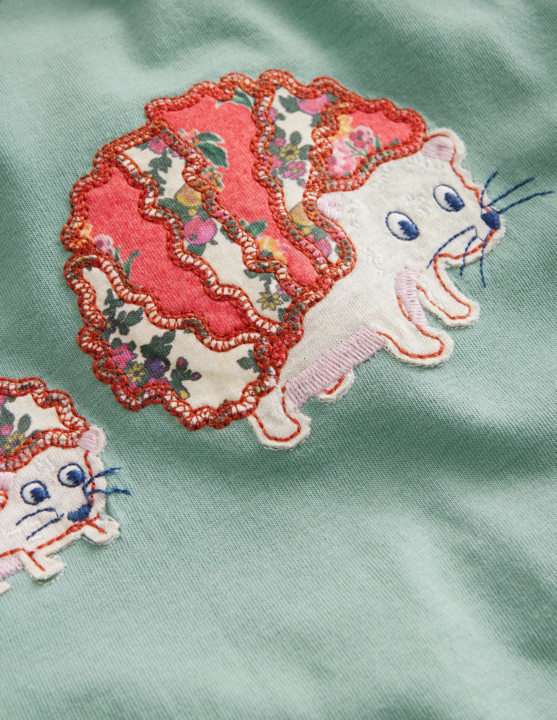 Appliqué Puff-Sleeve Top-Green Smoke Hedgehog-4