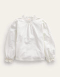 Lace Neck Jersey Blouse-Ivory