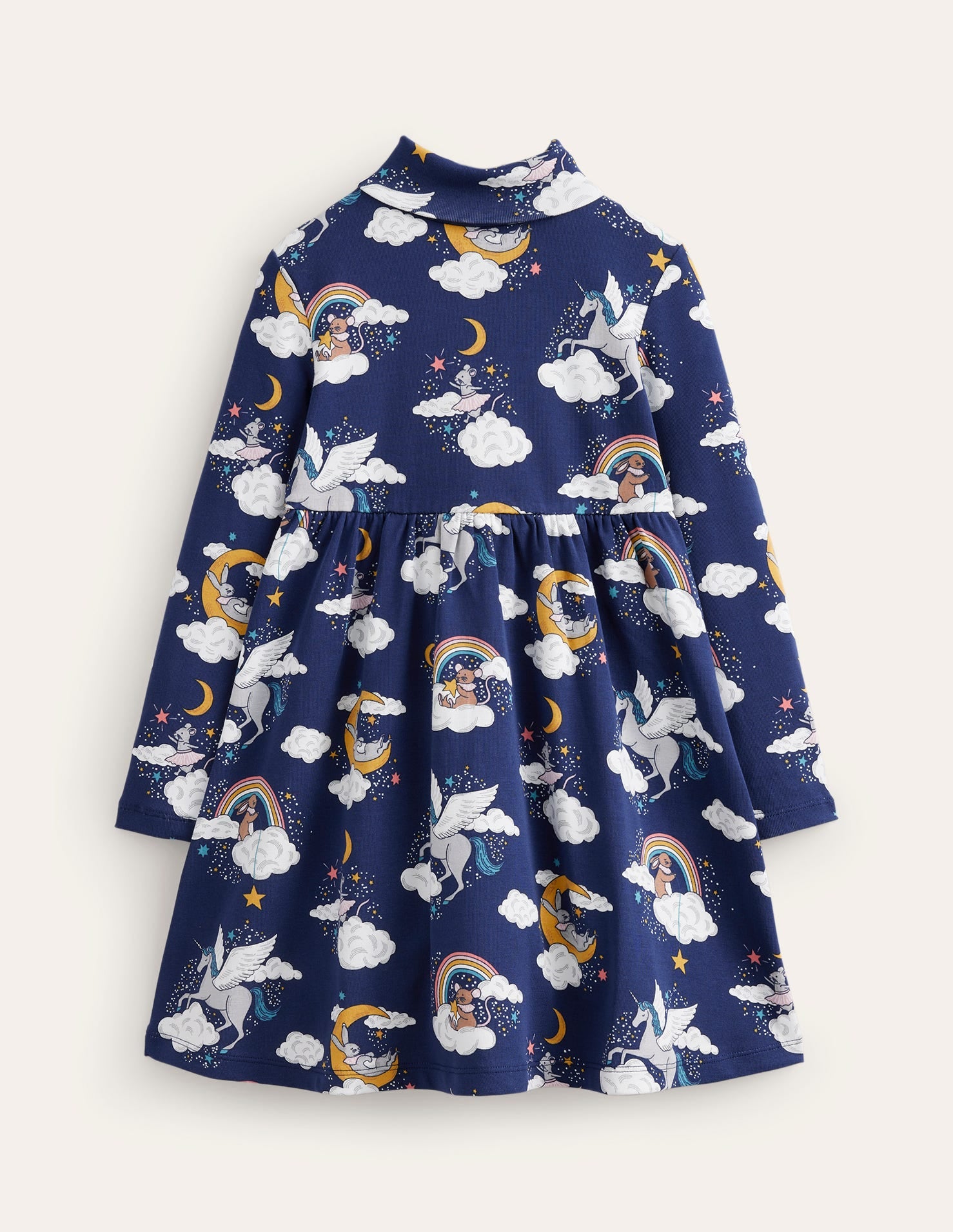 Roll Neck Jersey Dress-College Navy Magical Sky - Image 1