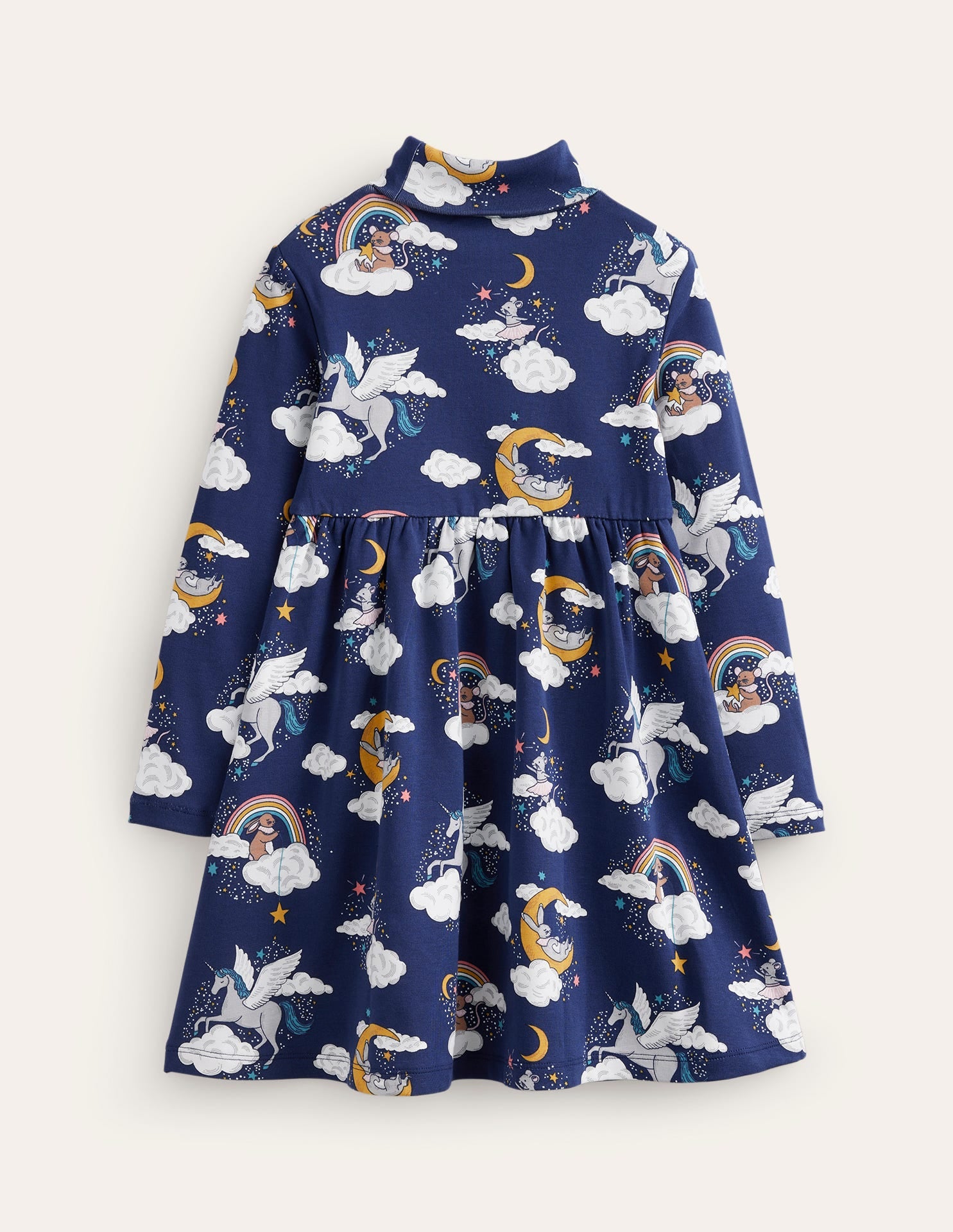 Roll Neck Jersey Dress-College Navy Magical Sky - Image 2