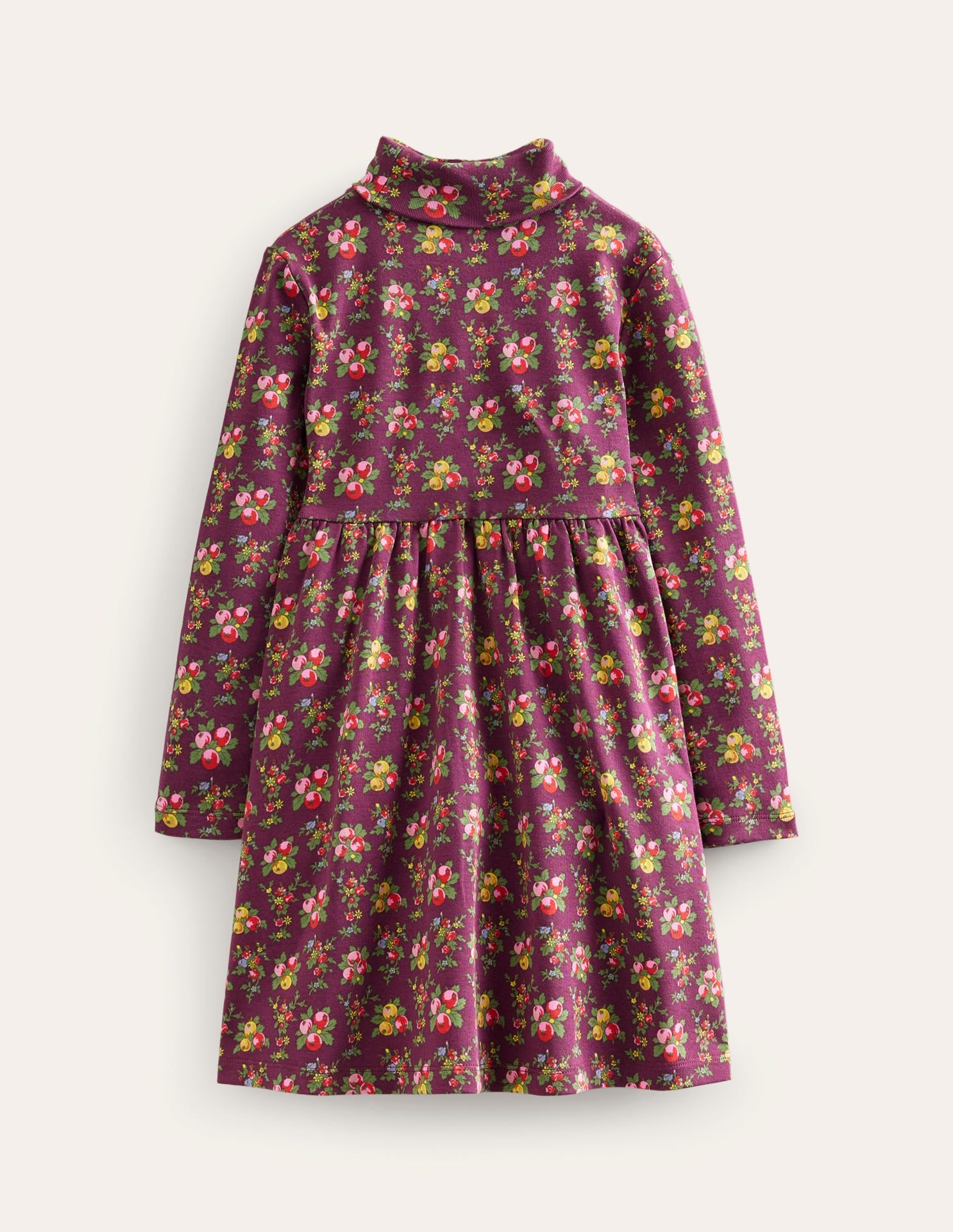 Roll Neck Jersey Dress-Berry Purple Orchard-2