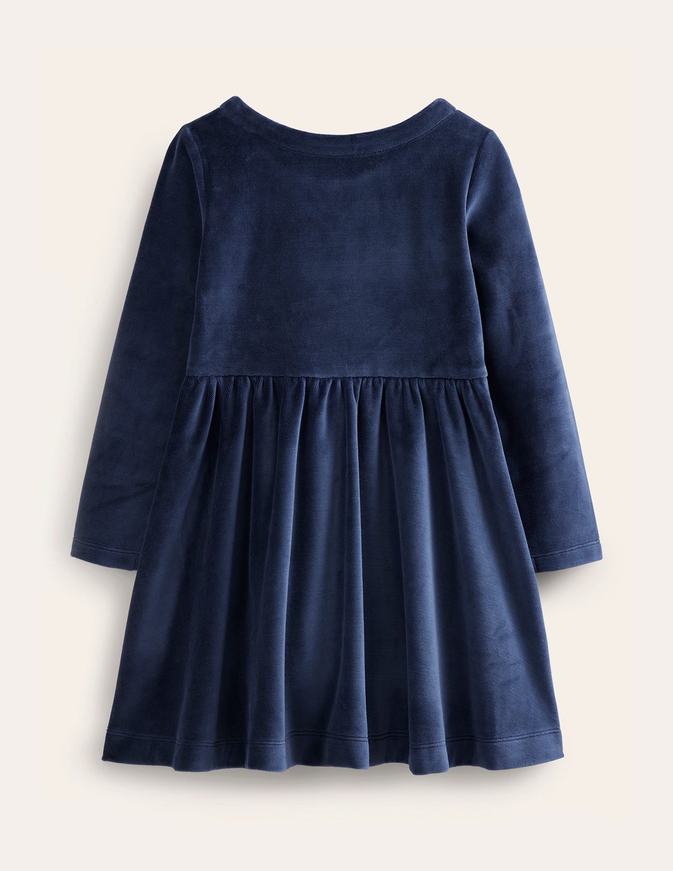 Twirly Velour Appliqué Dress-French Navy Bunny - Image 2