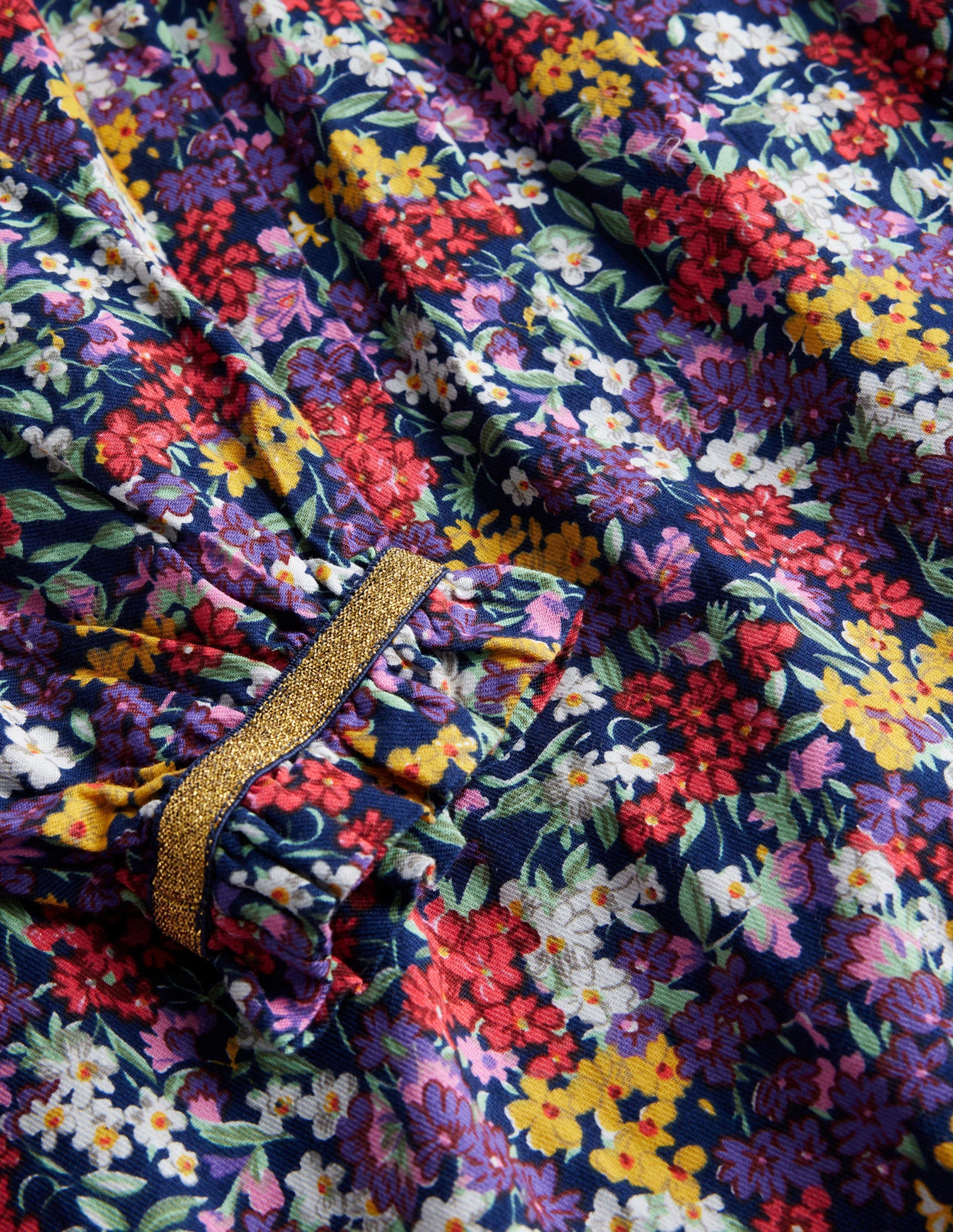Gathered Neck Woven Dress-Multi Bloom-3
