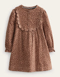 Scallop Cord Dress-Leopard Print