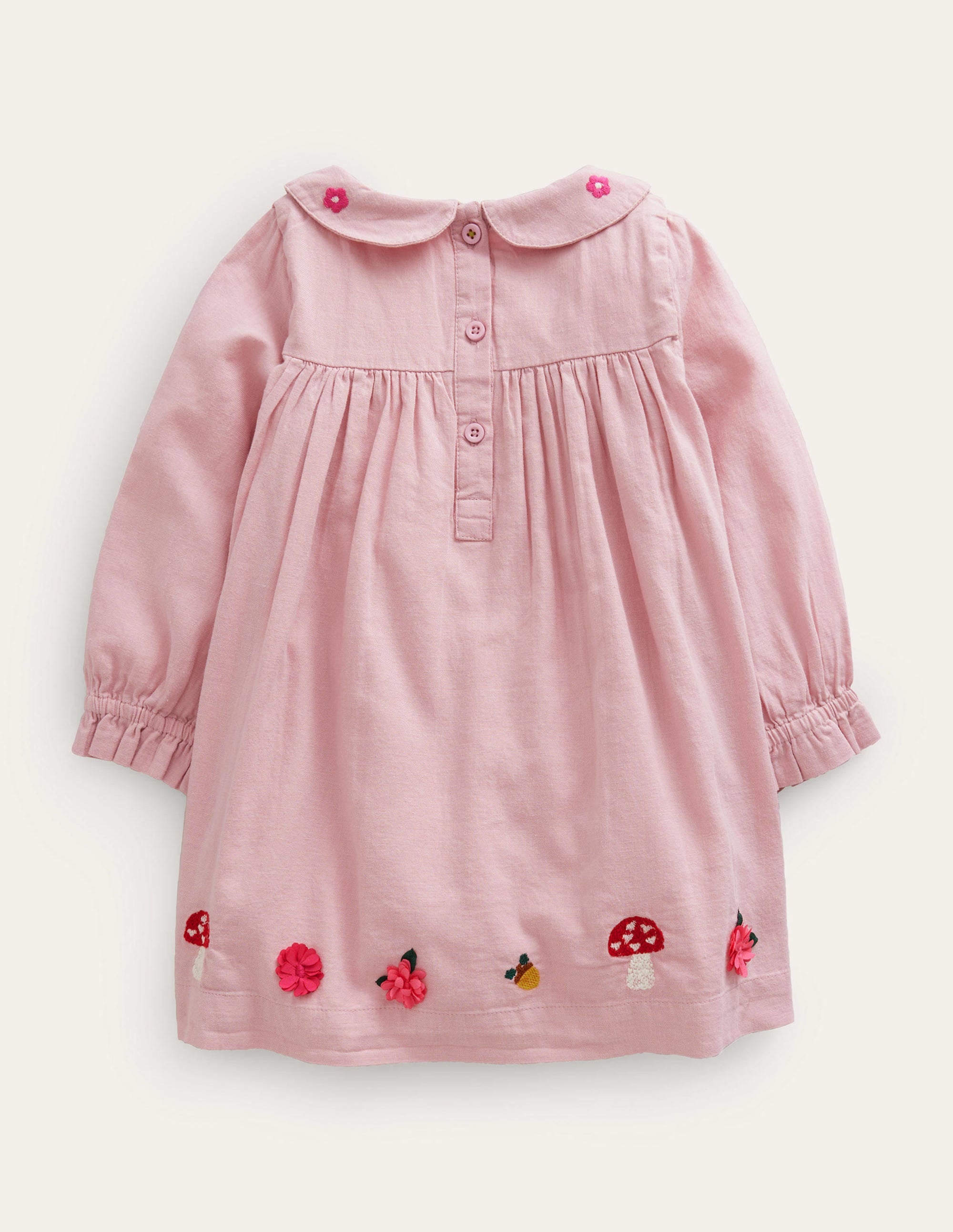 Embroidered Smocked dress-French Pink Woodland - Image 2