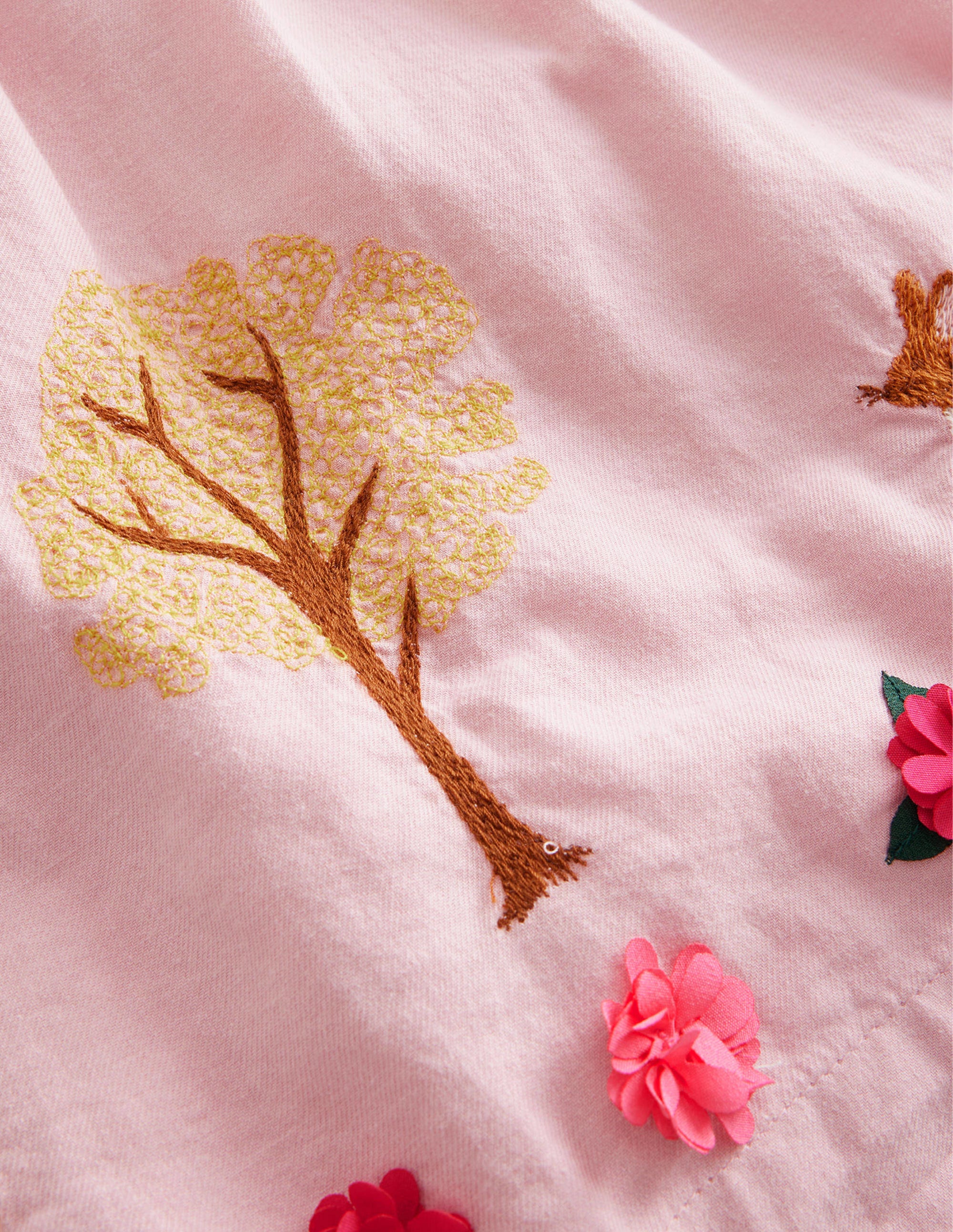 Embroidered Smocked dress-French Pink Woodland - Image 3