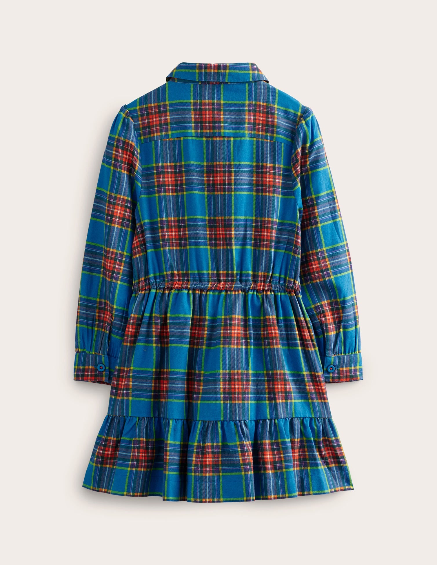 Check Cotton Shirt Dress-Blue / Red Check-2