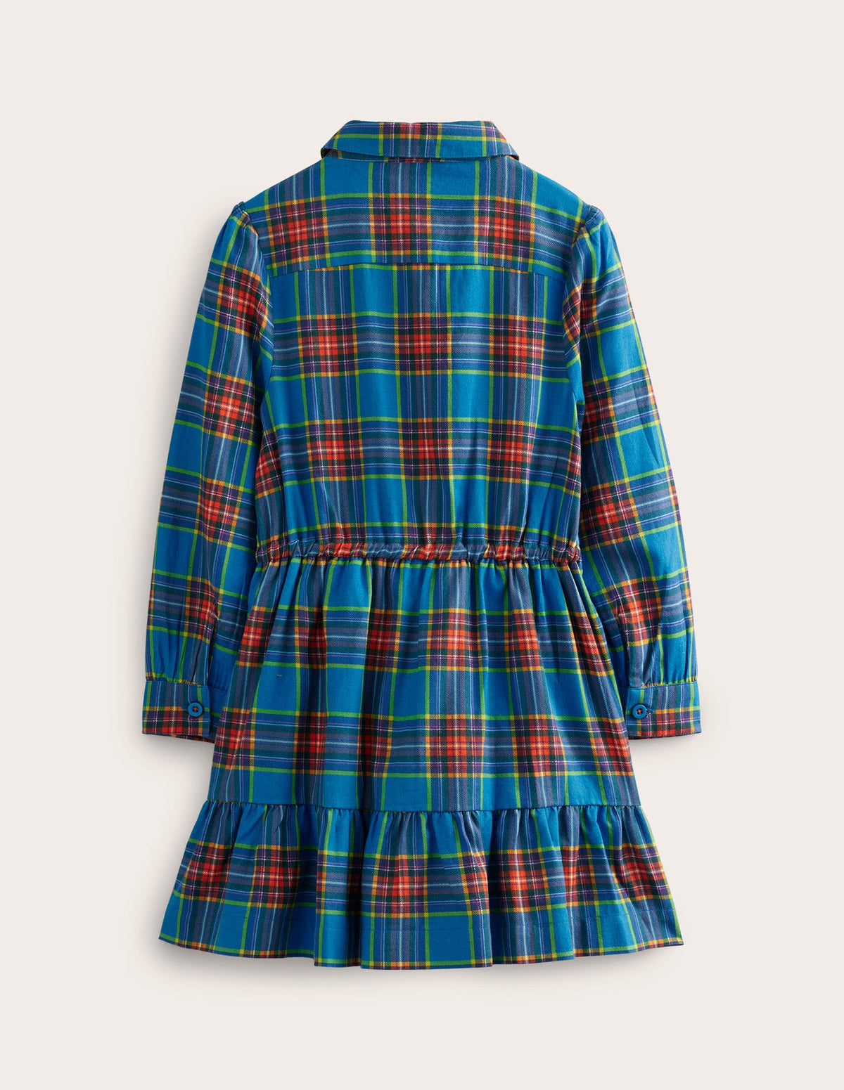 Check Cotton Shirt Dress-Blue / Red Check - Image 2
