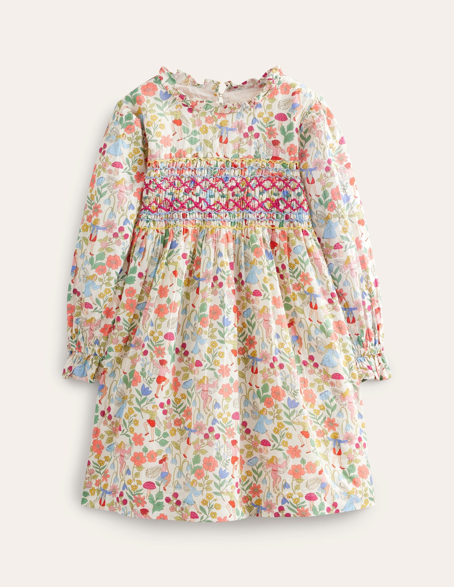 Printed Smocked Dress-Vanilla Fairies-1