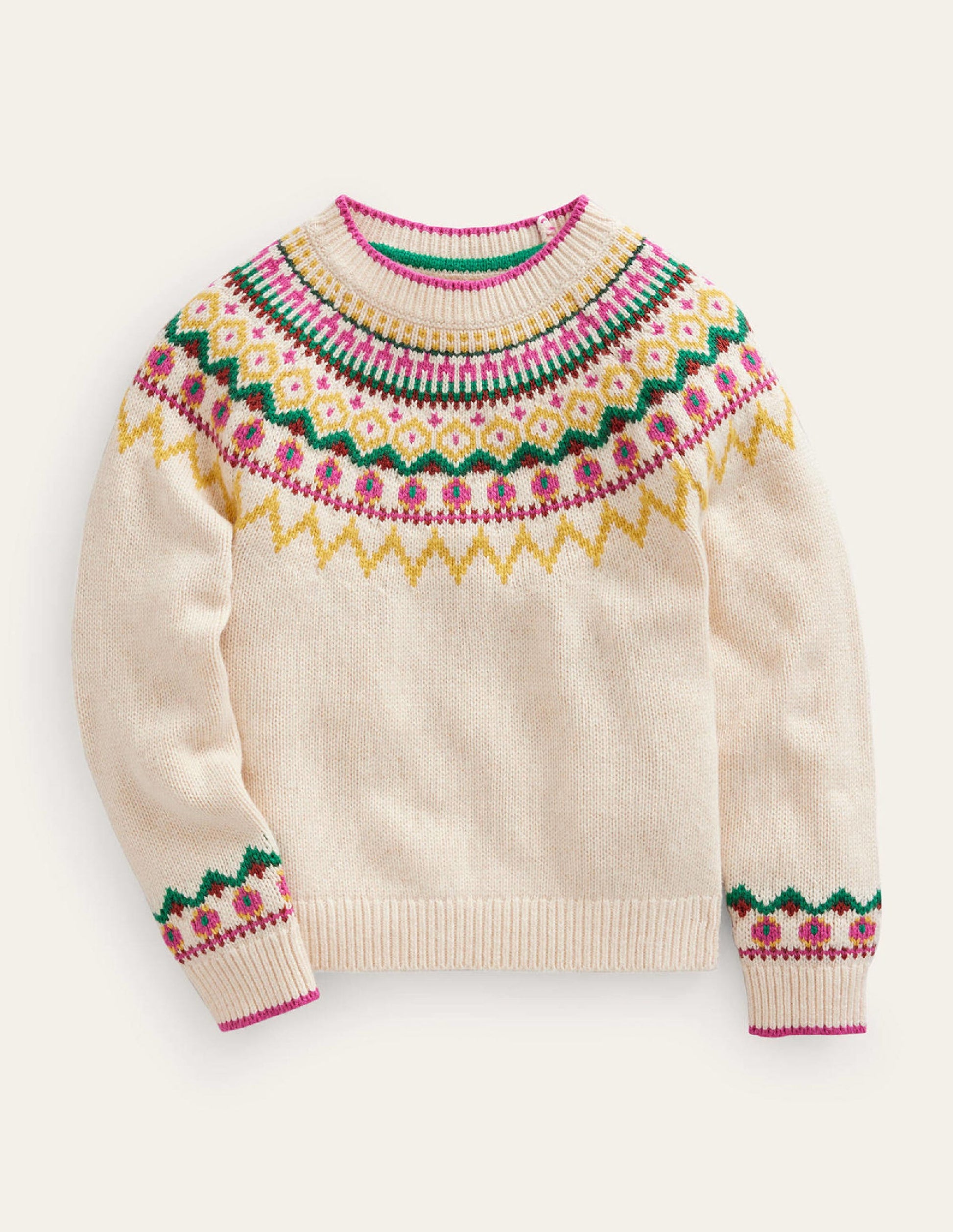 Fair Isle Jumper-Oatmeal Marl-1