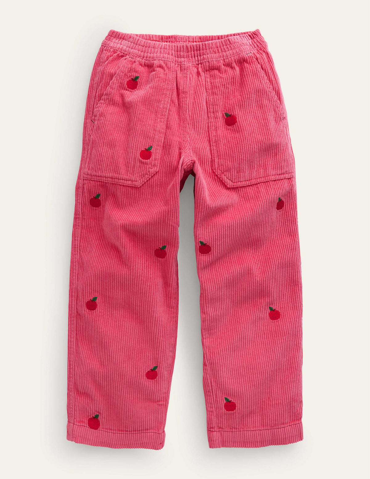 Embroidered Cord Pull-Ons-Blush Pink Embroidered Apples - Image 1