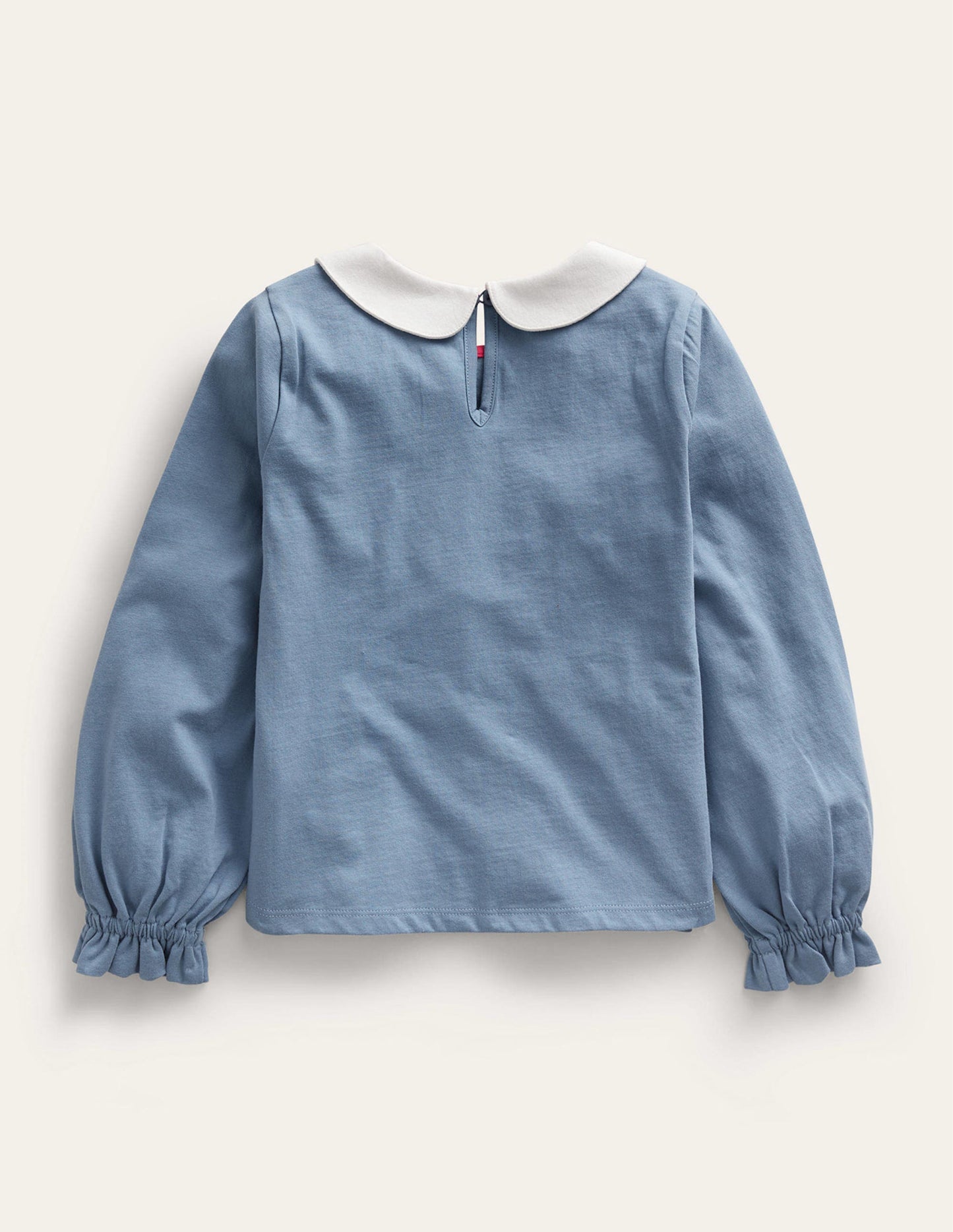 Collared Jersey Top-Pale Blue Flower