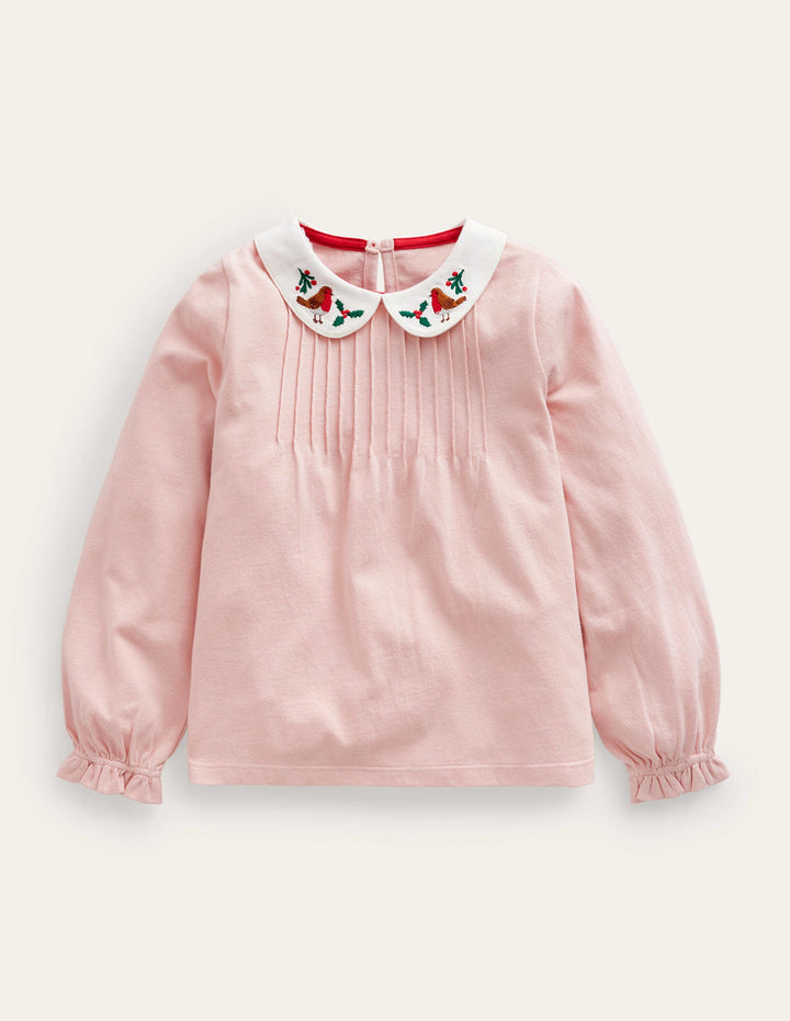 Collared Jersey Top-Provence Dusty Pink