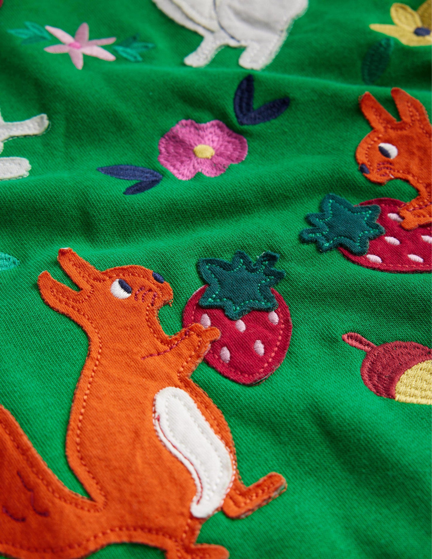 Cosy Appliqué Sweatshirt Dress-Deep Green Woodland