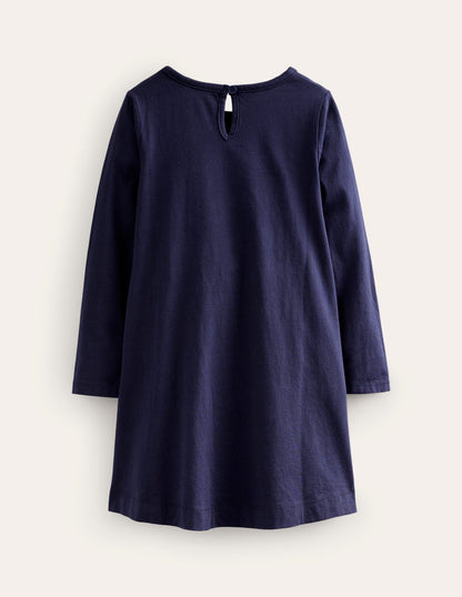 Advent Calendar Appliqué Dress-French Navy-2