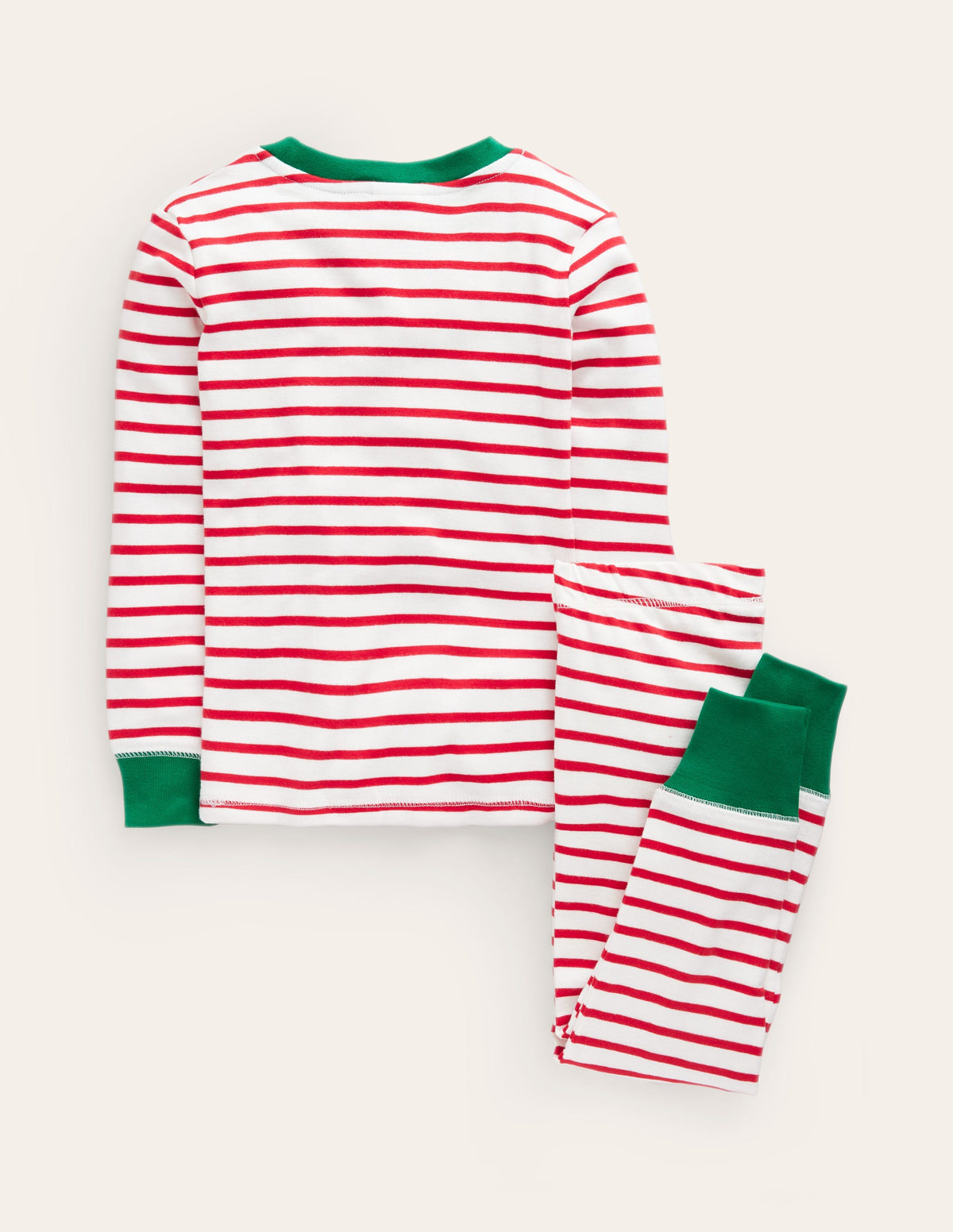 Snug Striped Long John Pyjamas-Rockabilly Red/Ivory - Image 2