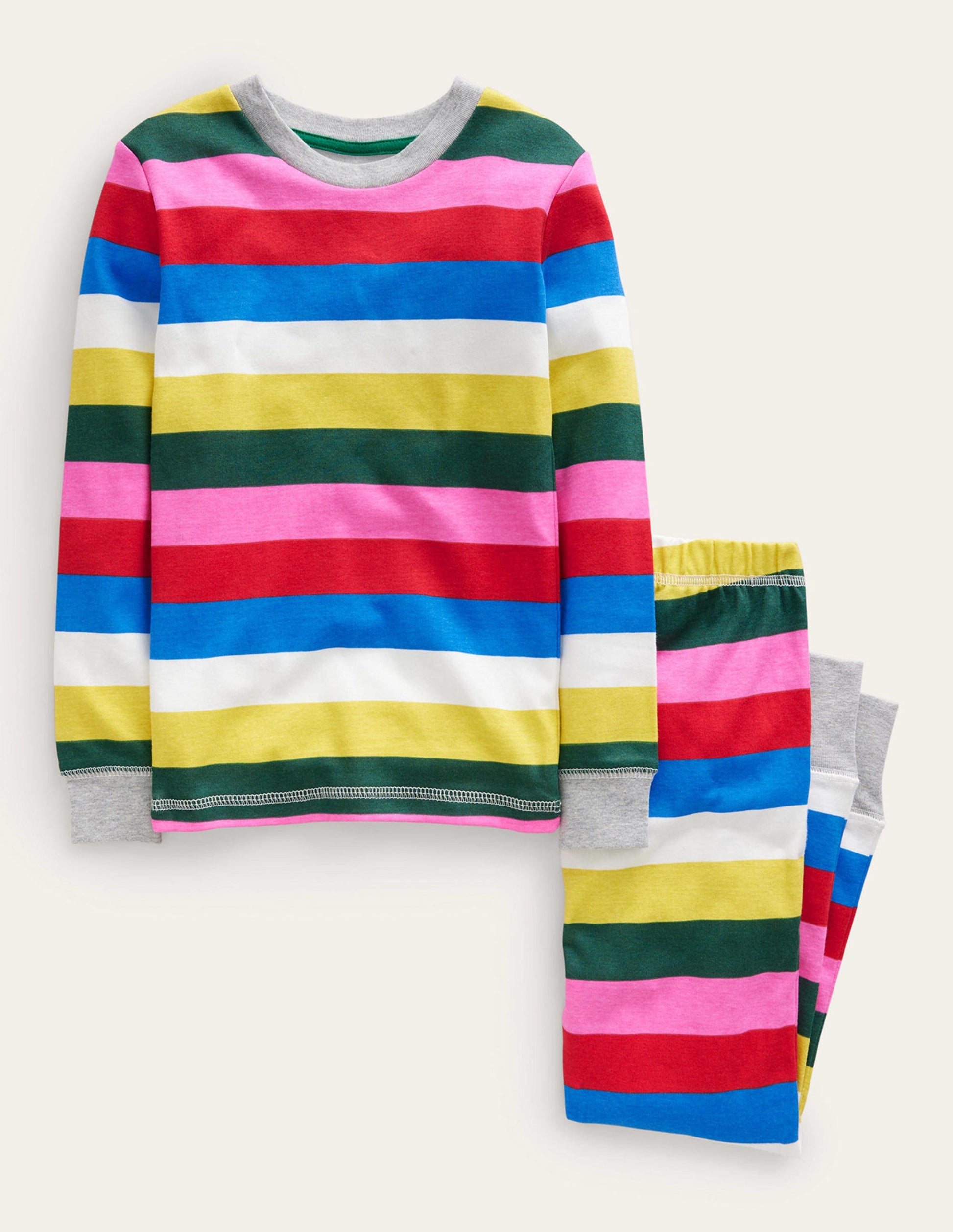 Snug Striped Long John Pyjamas-Multi-1