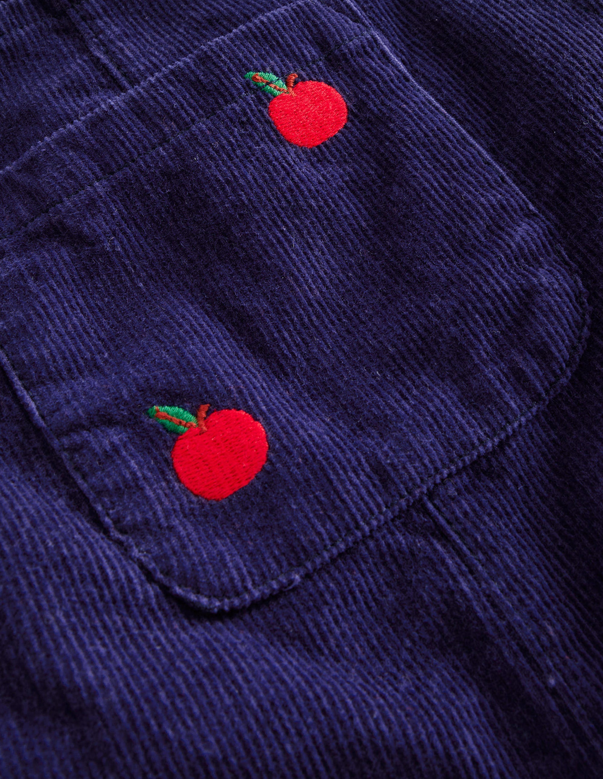 Relaxed Cord Dungarees-College Navy Apple Embroidery - Image 3
