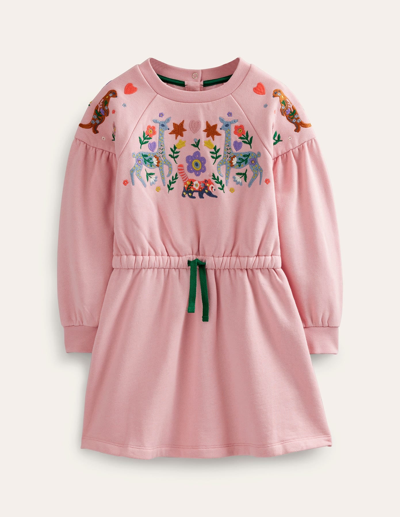Embroidered Sweatshirt Dress-Boto Pink Animals - Image 1