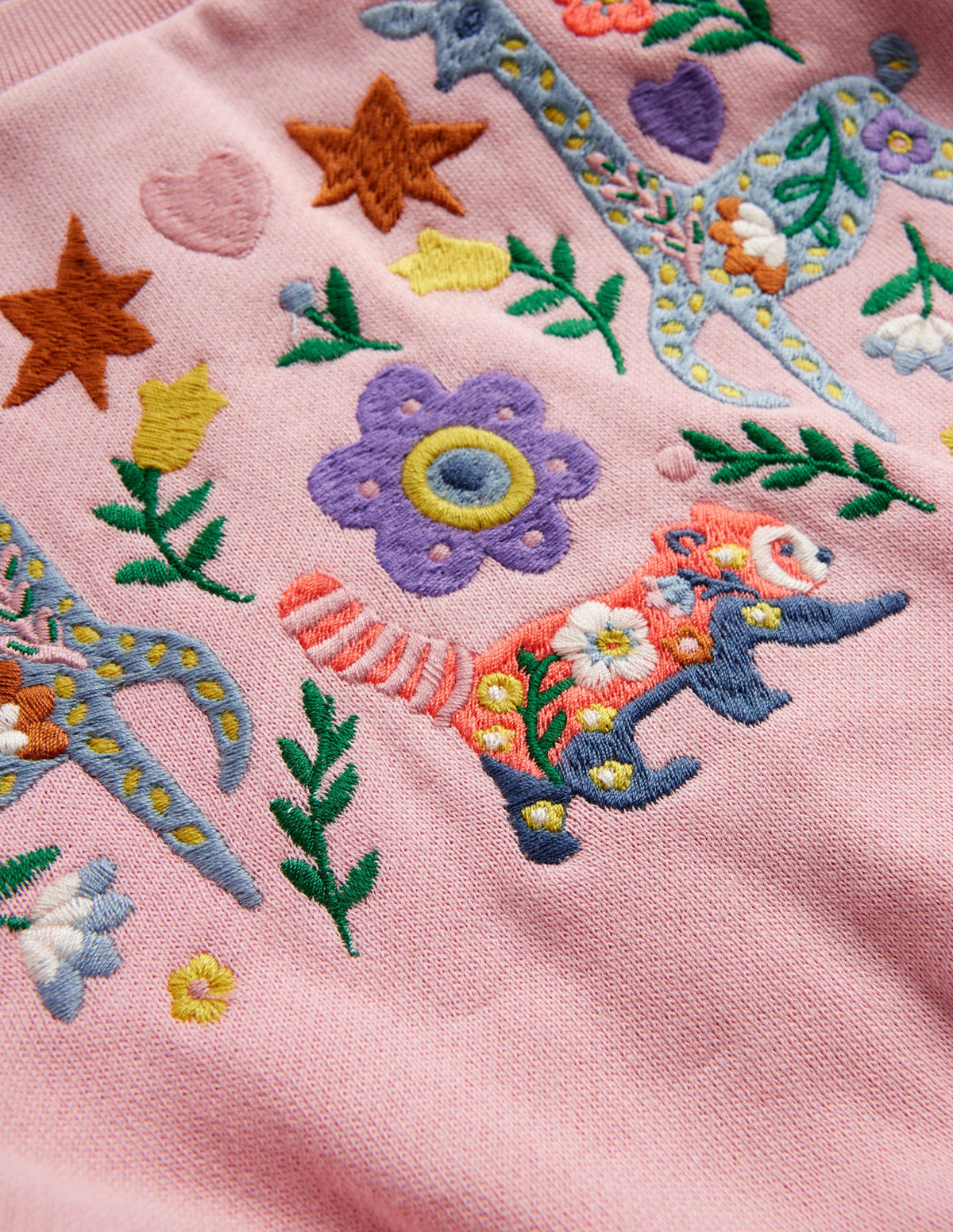 Embroidered Sweatshirt Dress-Boto Pink Animals - Image 3